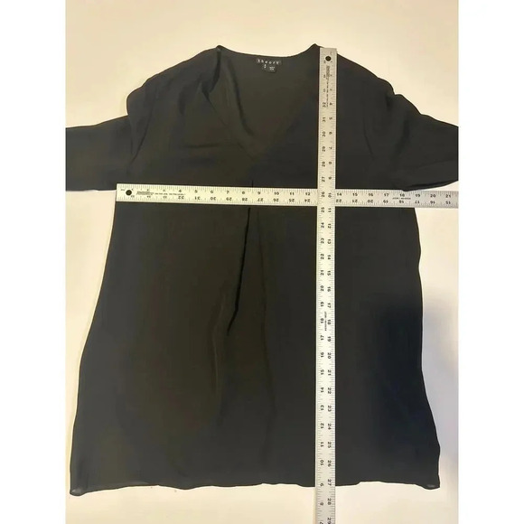 Theory 100% silk v neck semi sheer long sleeve blouse  women's size S - Picture 5 of 5